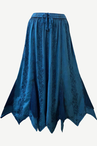 714 Skt Bohemian Gypsy Asymmetrical Hem Rayon Netted Skirt - Agan Traders, Blue