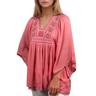 3747 B Rayon Crepe Boho Medieval Tunic Tee Blouse