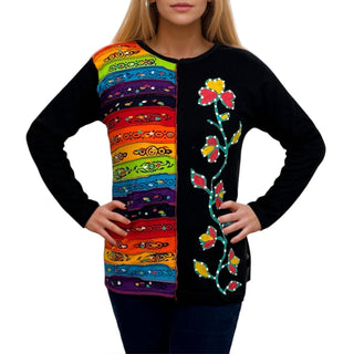 R 266 Rainbow Hand Brush Painted Patched Pastel Blouse