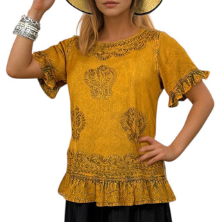 142 B Peasant Bohemian Ruffle Gypsy Ari Blouse