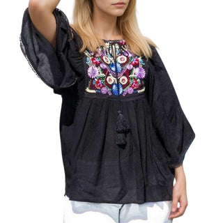 3632 E Rayon Crape Bohemian Medieval Short Wide Summer Sleeve Tunic
