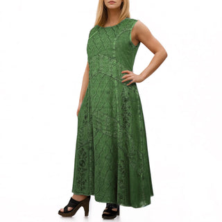 1151 DR Women’s Boho Summer Sleeveless Embroidered Button Down Sun Dress Gown