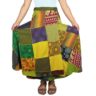 WS 411 Women's Hippie Long Wrap Patch Cotton Boho Renaissance Skirt Maxi - Agan Traders, Yellow