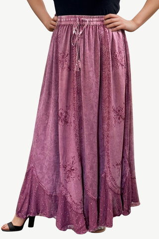 Women's Scalloped Bohemian Gothic Elastic Waistband Flared Skirt ~ 711 SKT