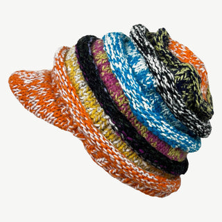 Multi-colored Knit Blended Wool Berate Chaki Peak Cap - Agan Traders, 1417 H Orange