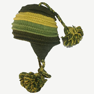 Knit Beanie Earflap Kakicha Hat - Agan Traders, Green M