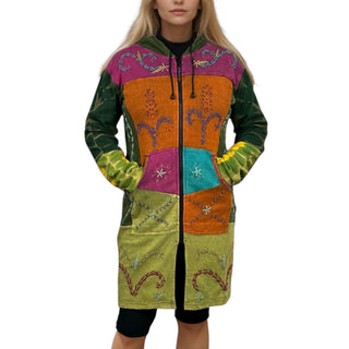 RJ 326 Bohemian Patched Embroidered Funky Boho Long Hoodie Jacket