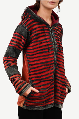 RJ 311 Bohemian Fleece Distressed Razor Cut Hoodie Jacket
