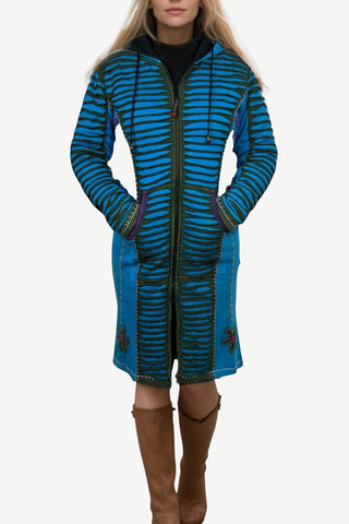 RJ 323 Rib Knit Embroidered Razor Cut Bohemian Long Cozy Fleece Distressed Jacket