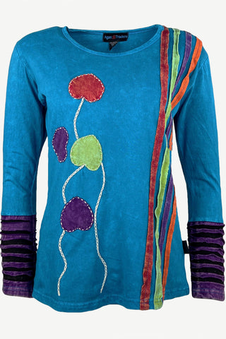CTLS 002 Agan Traders Knit Cotton Boho Gypsy Knit Retro Top Blouse - Agan Traders, Turquoise