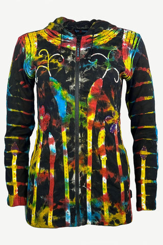 RJ 335 Women's Rib Cotton Rainbow Bohemian Hoodie Sweatshirts Jackets