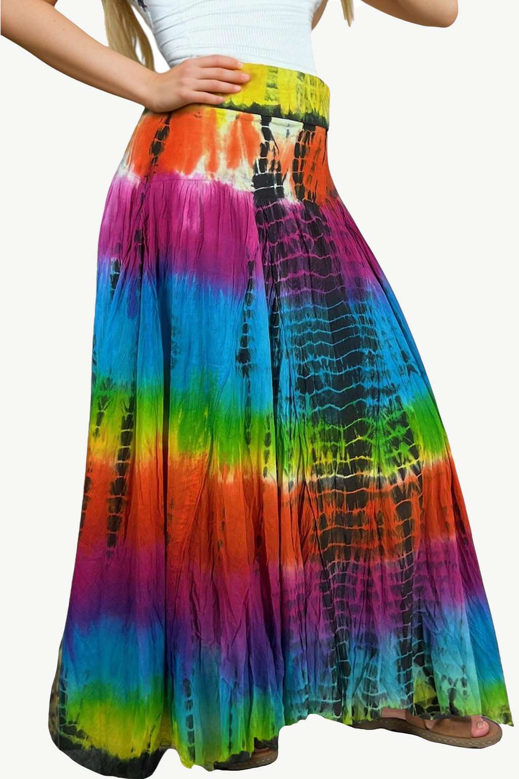 61 SKT Rainbow Soft Cotton Convertible Lined Tie Dye Gypsy