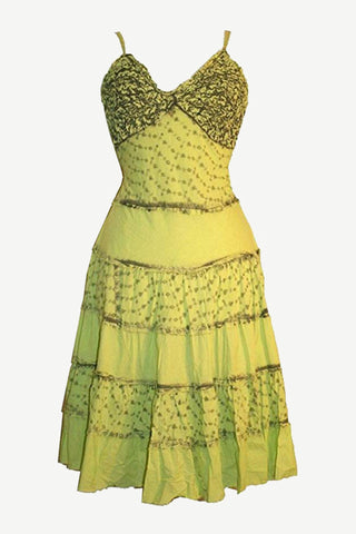 Wedding Gothic Renaissance Long Spaghetti Strap Dress - Agan Traders, Lime Green