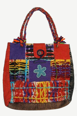 Colorful Patchwork Short handle Bohemian Gypsy Tote Bag - Agan Traders