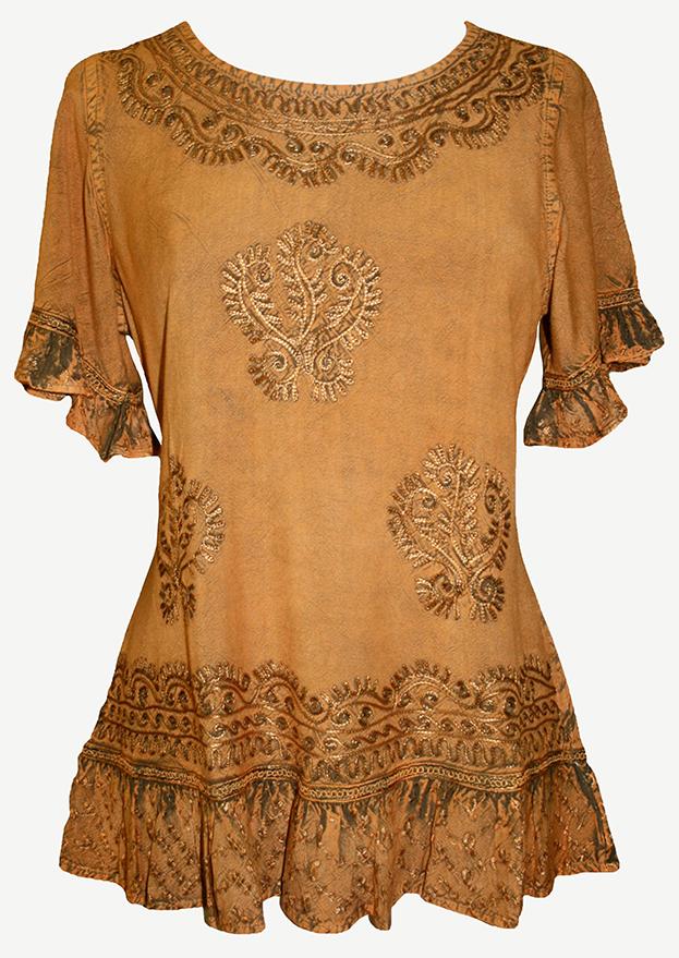 142 B Peasant Bohemian Ruffle Gypsy Ari Blouse – Agan Traders