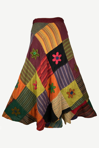 Flower Diamond Patchwork Wrap Skirt - Agan Traders, Multi 3 