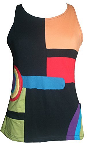 RT 828 Agan Traders Nepal Bohemian Gypsy Funky Knit Cotton Tank Top Blouse - Agan Traders, Multi-Colored