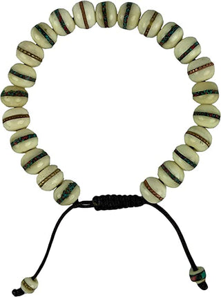 Turquoise Coral Inlay Tibetan Buddhist Prayer Bracelets ~ Made in Nepal - Agan Traders, TQBR 8mm