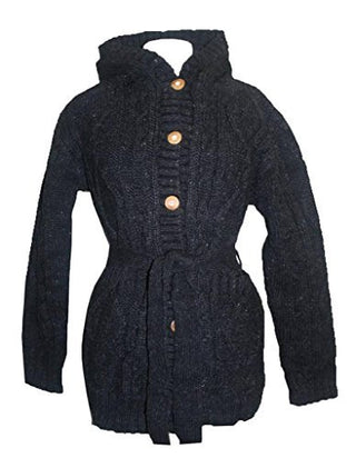 WV 29 Women's Nepal Long Cable Cardigan Sweater - Agan Traders, Charcoal