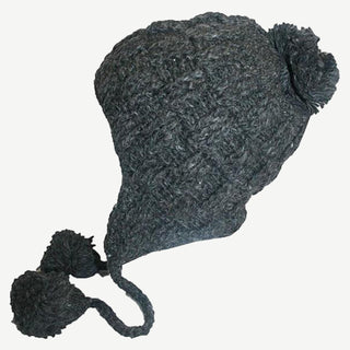 Solid Cable Knit Crochet Wool Fleece Beanie Hat - Agan Traders, Charcoal