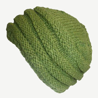 1421 H Womens Cable Knit Warm Soft Lamb's Wool Fleece-Lined Skull Hat - Agan Traders, Lime