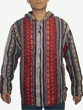 503 JKT Sherpa Heavy Duty Striped Fleece Lined Hoodie Jacket - Agan Traders, Red Multi