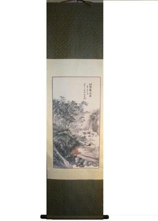 Chinese Wall Art Painting Silk Hanging Scroll (15 X 53 inches) - Agan Traders, Pic 2