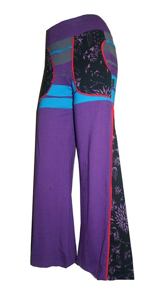 LP 496 Agan Traders Bohemian Cotton Belly Button Pant wide Trouser - Agan Traders, Purple
