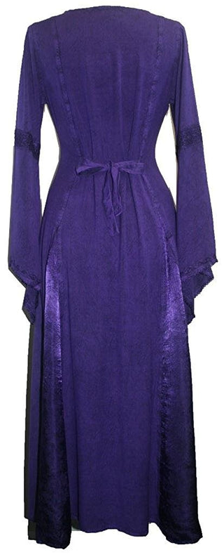 Medieval Corset Satin Embroidered Bell Sleeve Dress - Agan Traders, Purple