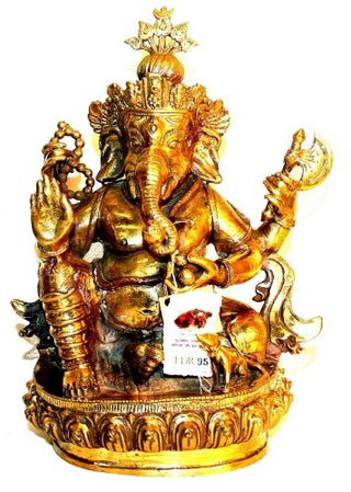 Brass Ganesh Hindu Deity Wisdom Statue - Agan Traders