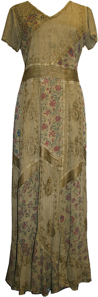DR 592 Agan Traders Renaissance Vintage Mega Sleeve Long Dress - Agan Traders, Olive