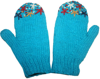 Warm Cozy Fleece Lined Ski Wool Unisex Women Hand Knitted Mitten - Agan Traders