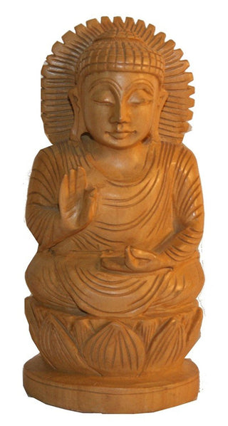Meditating Wooden Buddha Hand Crafted Jaipur India - Agan Traders