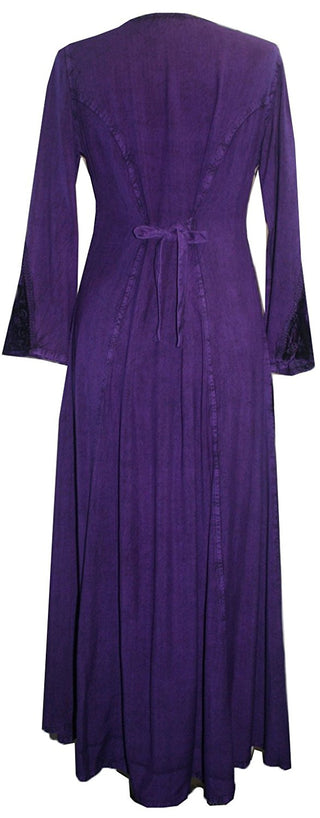 Scooped Neck Bohemian Rayon Velvet Corset Long Dress Gown - Agan Traders, Purple