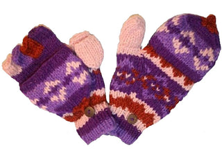 Multi-colored Knit Folding Mitten - Agan Traders