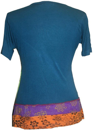Rib Soft Viscose Light Weight Patch Embroidered T-shirt Top Blouse - Agan Traders, Multicolor