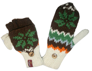 Knit Peak Hat OR Mitten Or Folding Mitten - Agan Traders, 1419 G BrGr