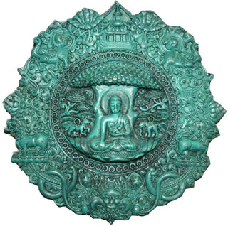 Mandala & Meditating Buddha ~ Decorative Plaques Wall Decor Sculpture - Agan Traders, Turquoise