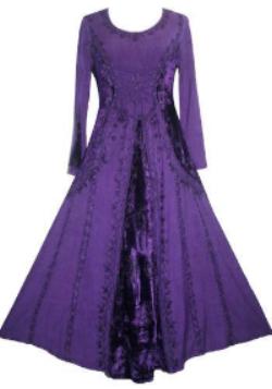 Scooped Neck Bohemian Rayon Velvet Corset Long Dress Gown - Agan Traders, Purple