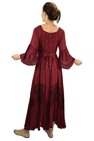 106 DR Renaissance Victorian Embroidered Flaire Hem Corset Dress Gown - Agan Traders, Burgundy
