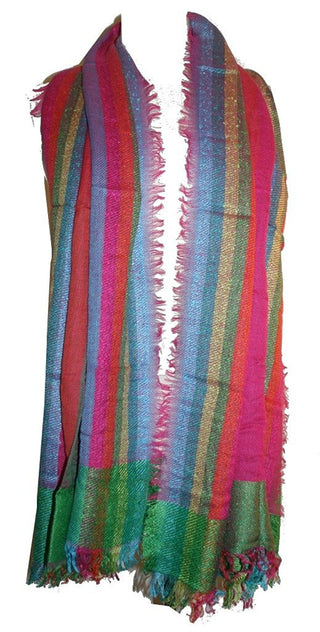 Viscouse Jaipuri Printed Rainbow Shawl Wrap Throw : 26 X 68 inches - Agan Traders
