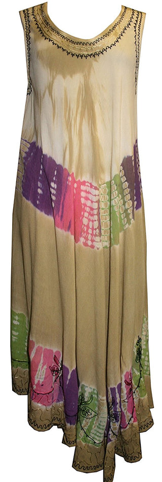 Rayon Tie Dye Beach Umbrella Long Dress - Agan Traders, One Size
