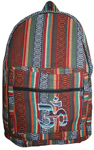 JSA 03 Agan Traders Jute Om Peace Boho Bohemian Backpack Rucksack Purse School Bag - Agan Traders