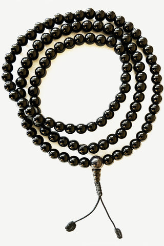 Original 8 mm Black Onyx Semi-precious Stone Mala Necklace