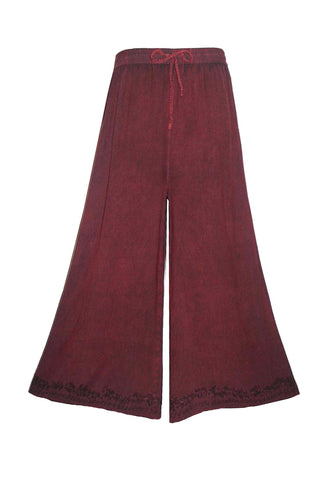 204 P Rayon Viscose Palazzo Belly Bottom Elastic Waistband Pant Trouser - Agan Traders, Burgundy