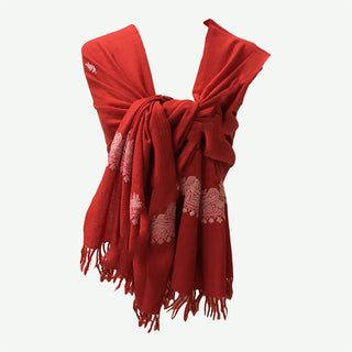 100% Wool Embroidered Soft Floral Cashmere Pashmina High-Quality Shawl - Agan Traders, Orange Red