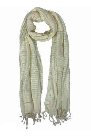 Super Soft Cotton Checker Pattern Light Woven Stylish Stole Scarf - Agan Traders, Cream