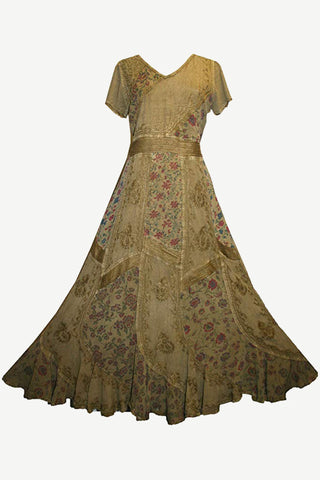 DR 592 Agan Traders Renaissance Vintage Mega Sleeve Long Dress - Agan Traders, Olive