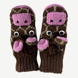 Assorted Highland Soft Wool Fleece Lined Outdoor Animal Mitten Glove - Agan Traders, Giraffe
