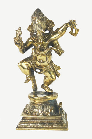 Agan Traders Bronze Dancing Ganesha Statue Fair Trade Nepal (Height = 13 inches; 8 lbs)